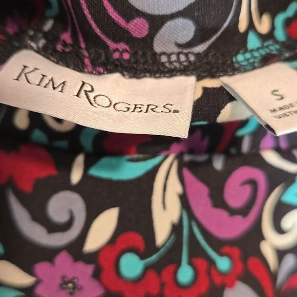 Kim Rogers black floral flared skirt size S - Picture 6 of 6